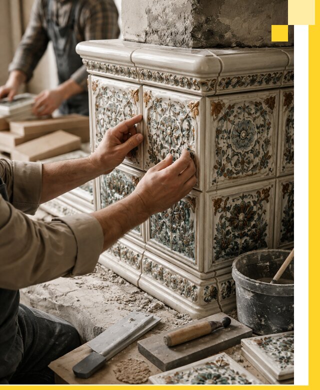 Изразцовые камины под ключ в Темрюке: проект и монтаж