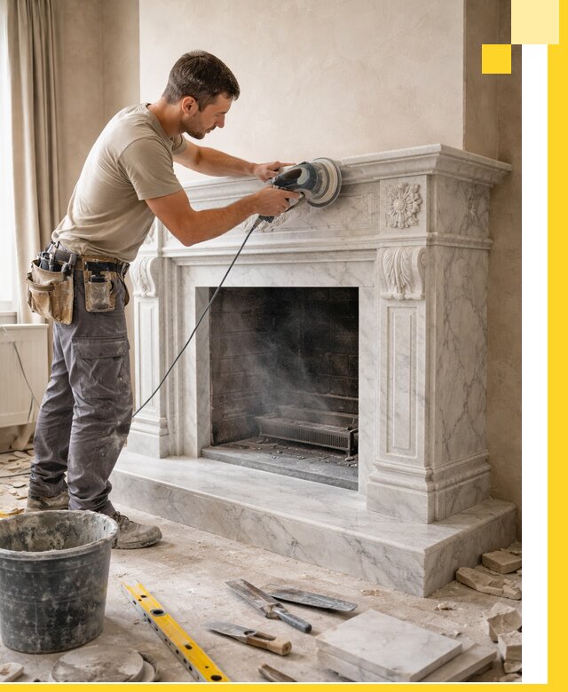 Изготовление и установка мраморных каминов в Темрюке под ключ