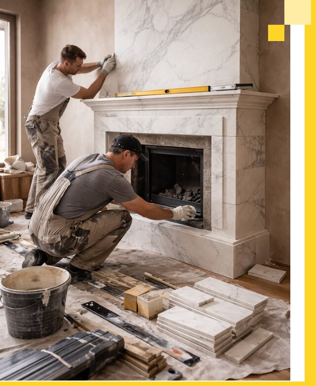 Отделка каминов в Темрюке качественные облицовочные работы