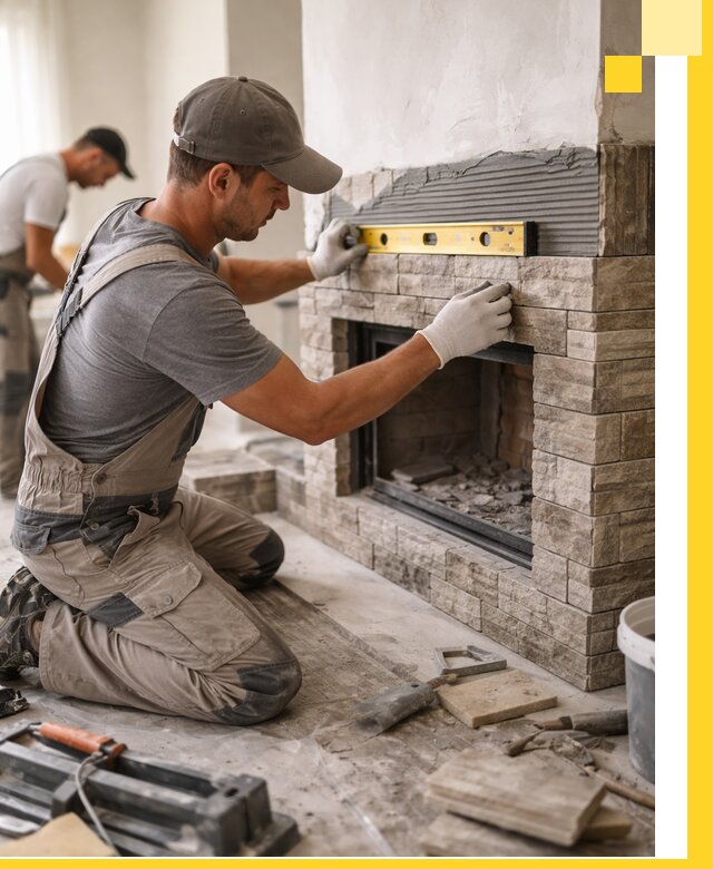 Облицовка каминов в Темрюке, монтаж и отделка натуральным камнем