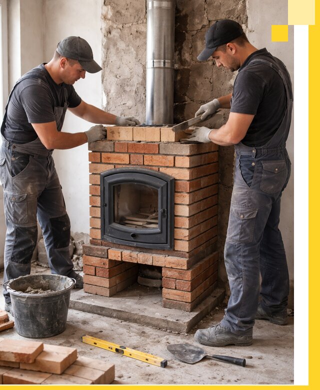 Монтаж печи камина под ключ в Темрюке с гарантией и пусконаладкой