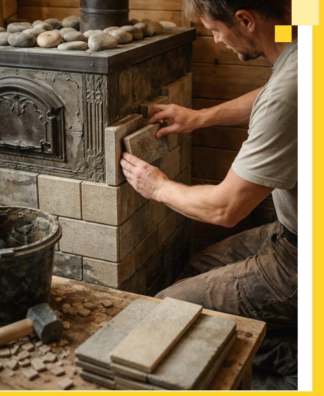 Облицовка банных печей в Темрюке профессиональная отделка