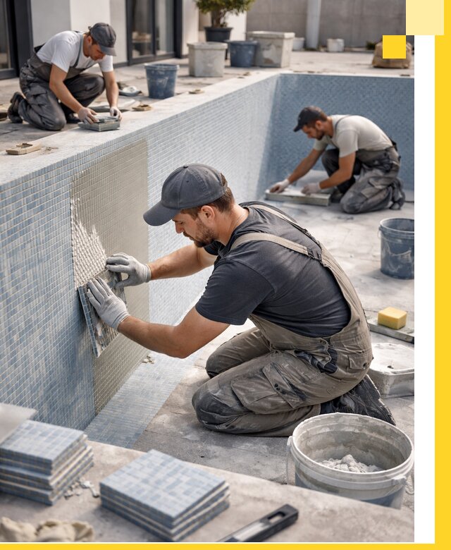 Облицовка бассейнов в Темрюке плитка мозаика гидроизоляция