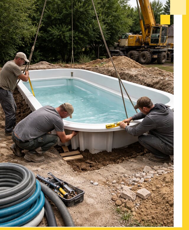 Установка и монтаж композитных бассейнов под ключ в Темрюке