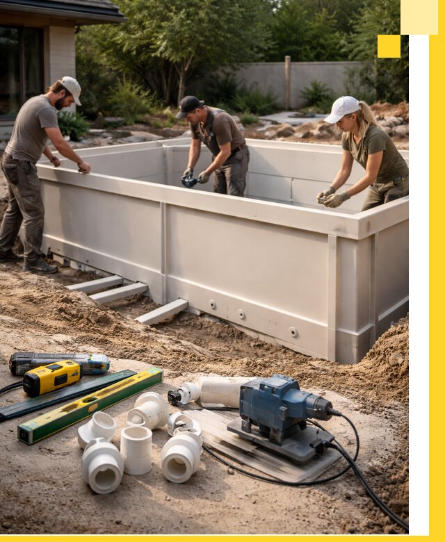 Установка полипропиленовых бассейнов под ключ в Темрюке