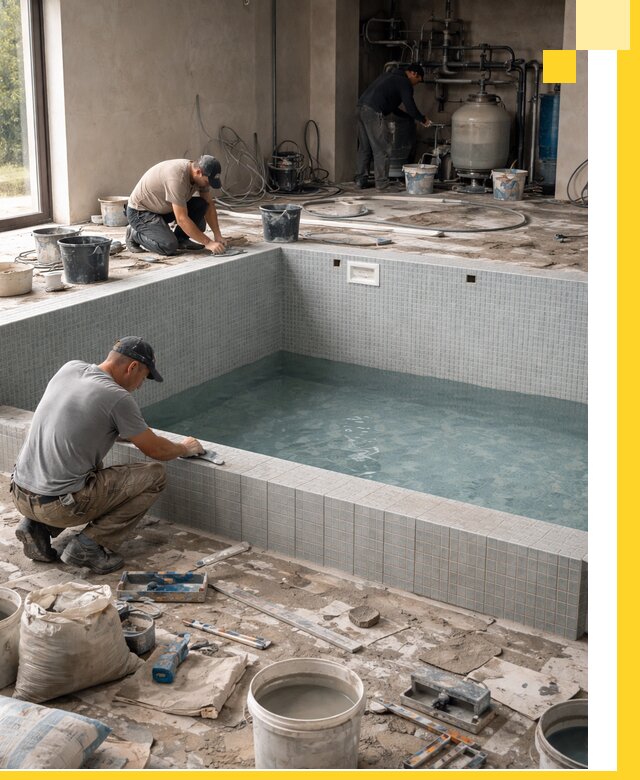 Строительство и монтаж бассейнов в помещении в Темрюке