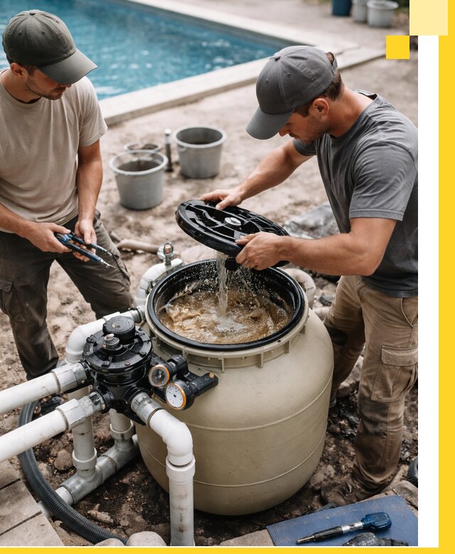 Установка и обслуживание песочных фильтров для бассейнов в Темрюке