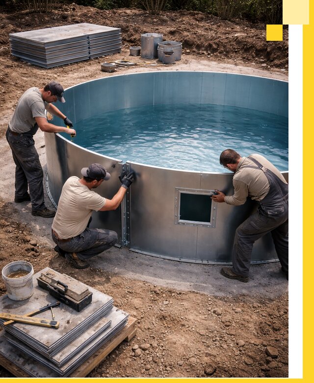 Круглые бассейны под ключ в Темрюке проектирование и монтаж