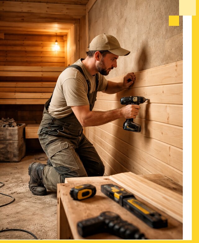 Профессиональная внутренняя отделка бани в Темрюке под ключ