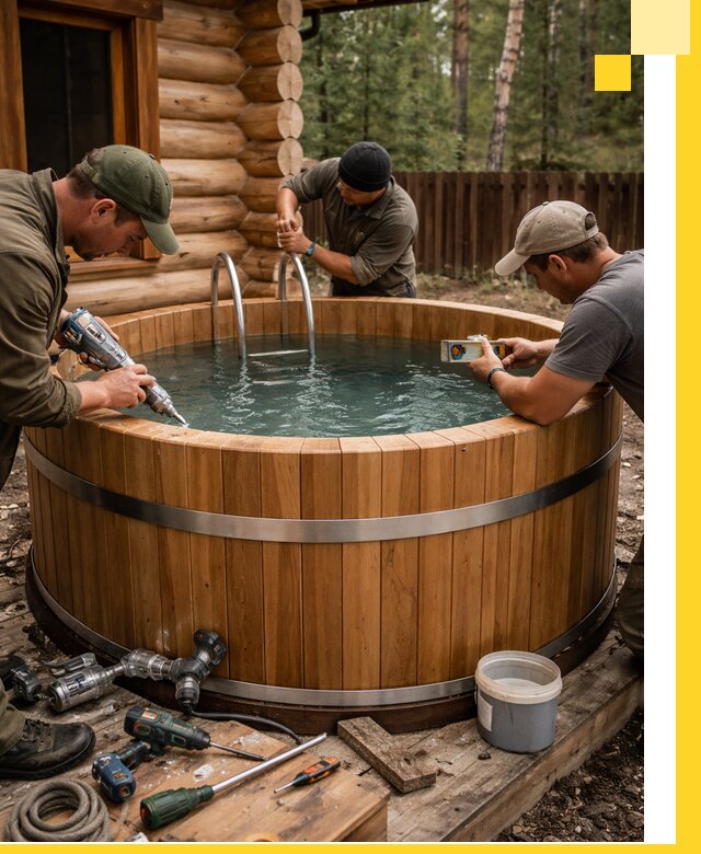 Строительство бань с купелью под ключ и отделкой в Темрюке