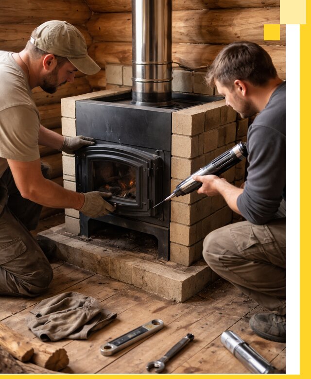 Монтаж и установка печи в бане под ключ с гарантией в Темрюке