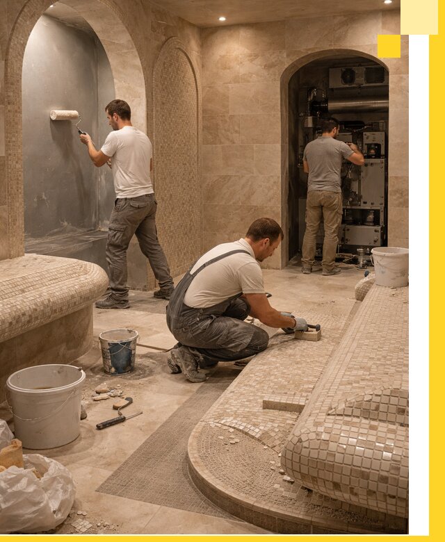 Строительство бани с хамамом и бассейном под ключ в Темрюке