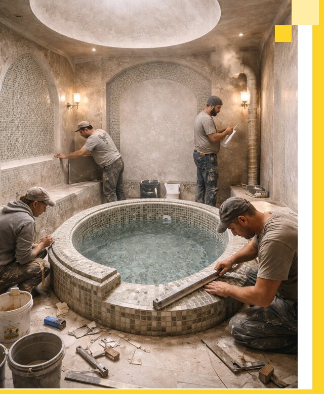 Профессиональное строительство хамама с бассейном в Темрюке под ключ