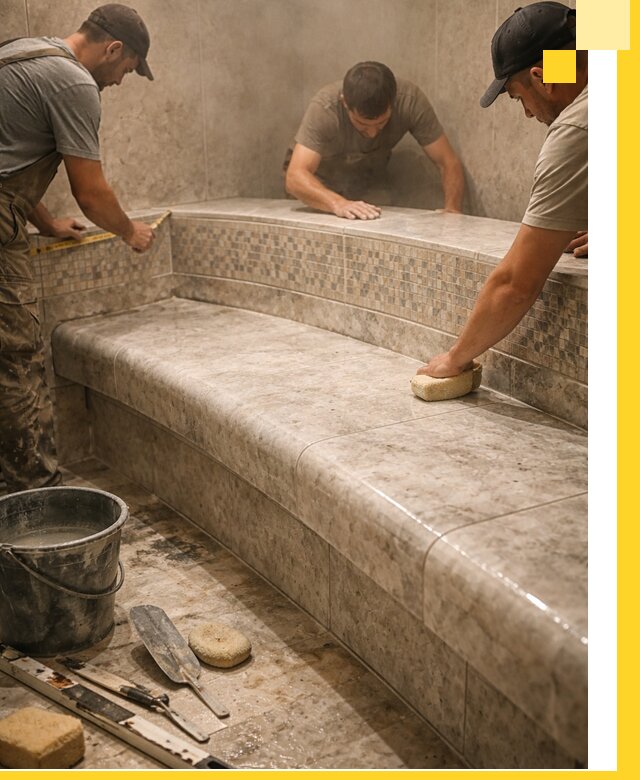 Изготовление и установка сидений для хамама в Темрюке