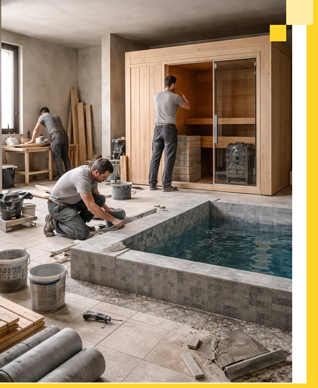 SPA зоны под ключ с бассейном сауной и печью в Темрюке